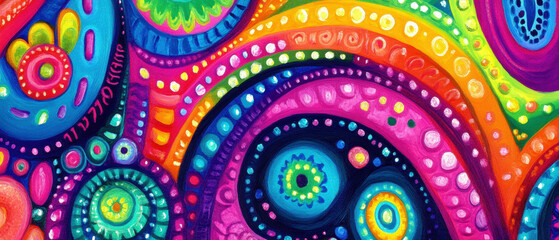 Fototapeta premium Whimsical doodle overlay texture filled with vibrant colors and playful patterns