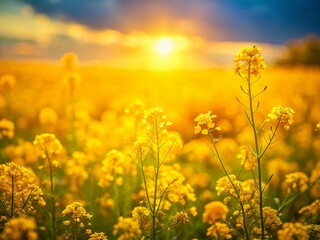 Springtime Meadow: Vibrant Yellow Flowers Long Exposure Photography