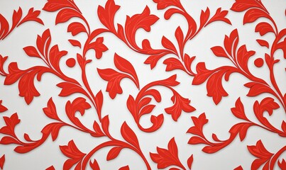 Red floral pattern on white background, ideal for wallpaper or fabric design.