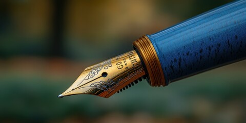 Elegant Close-up of a Luxurious Fountain Pen Nib Highlighting the Intricate Design and Fine Craftsmanship Perfect for Writing Enthusiasts and Professionals