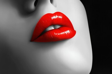 Obraz premium Red Lips Close-up, Symbol of Beauty and Empowerment, International Women's Day, Feminist Inspiration Concept