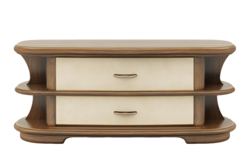 Elegant Two-Drawer Wooden Chest,  Transparent Background