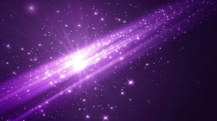 Fototapeta premium Magic light effect, purple air or wave wind flow with twinkle stars. Glow trail, dream power stream motion with sparkles isolated on transparent background, Realistic 3d vector illustration