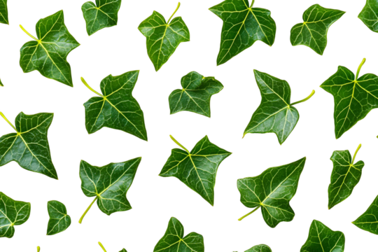 Green Ivy Leaves Pattern, Transparent Background