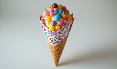 A sweet treat in a brightly decorated paper cone