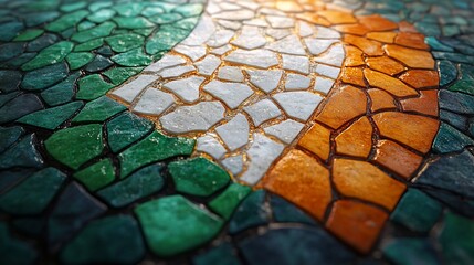Irish Flag Depicted In A Stone Mosaic