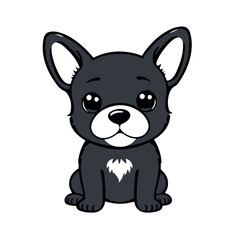 Cute cartoon puppy sitting, kawaii black dog character