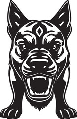 A Black and White Vector Illustration of an Aggressive Dog. Adobe Illustrator Artwork
