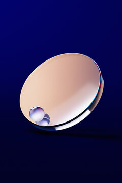 Glass Shapes with Reflections on Dark Background