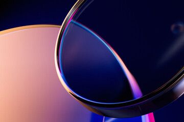 Abstract Glass Shapes with Reflections on Dark Background
