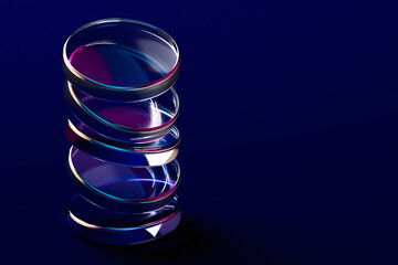 Abstract Glass Shapes with Reflections on Dark Background