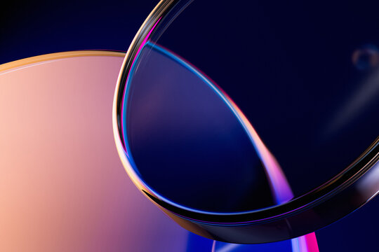 Abstract Glass Shapes with Reflections on Dark Background