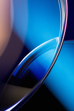 Abstract Glass Shapes with Reflections on Dark Background