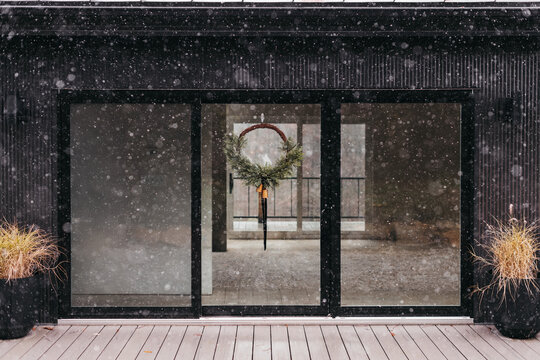 Christmas wreath on a front door