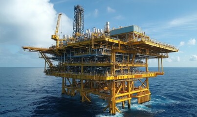 Offshore Oil Rig Platform in the Open Sea.