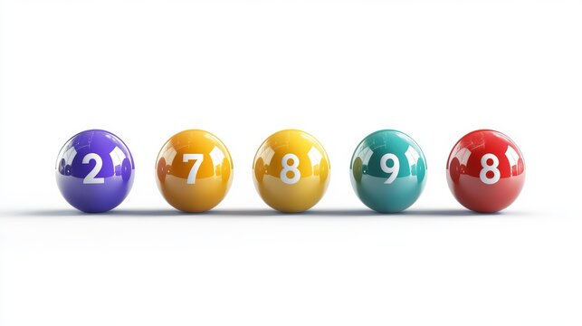 Bingo lottery balls with numbers from one to eight. Vector realistic set of 3d color balls for lotto keno game or billiard. Glossy spheres for casino gambling and snooker isolated on white background