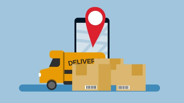 Animation of goods delivery or product shipping