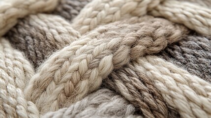 Thick Knitted Wool Texture In Neutral Tones