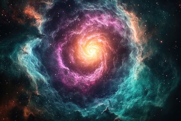 A beautiful spiral galaxy with a vibrant purple and blue central region, perfect for astronomy or space-themed projects