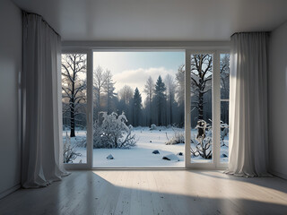 winter landscape with window