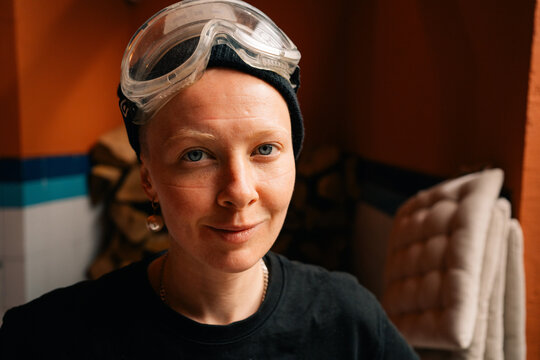 Portrait of a Person Wearing Protective Goggles