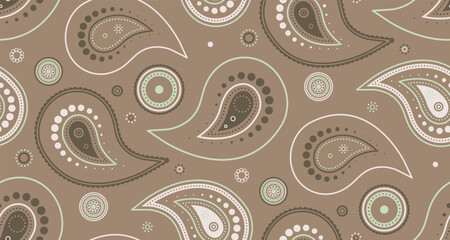 Elegant paisley pattern in muted browns and greens.  Perfect for textile design, wallpaper, or website backgrounds.  Subtle and sophisticated, this design adds a touch of understated luxury.