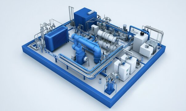 In this 3D rendering, you can see the compressor station cooling system in seamless loop. For the gas energy station, you can see equipment of the gas energy station in 3D