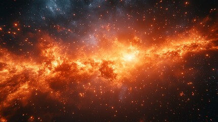 Fototapeta premium Fiery Nebula Cosmic Clouds Glowing Stars Space