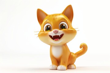 Fototapeta premium Cute cartoon orange kitten with big eyes