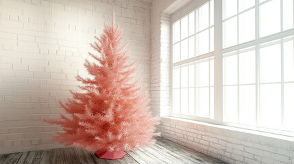 red christmas tree in a room