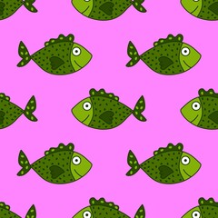 Ocean seamless fish pattern for wrapping paper and fabrics and linens