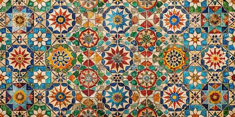 Distressed Moroccan Tile Pattern , colorful tiles, vintage tile,  colorful tiles