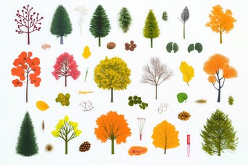 Fototapeta premium A selection of different tree branches on a clean white surface