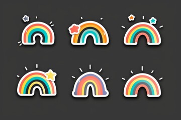 Fototapeta premium Colorful rainbow sticker collection