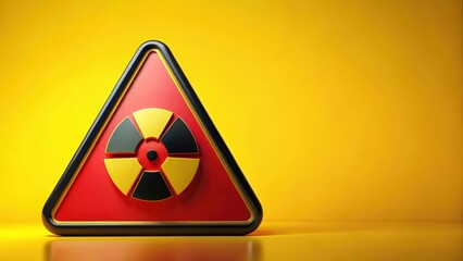 Obraz premium A black radioactive sign with a bright red warning symbol and yellow background, alert, caution, alert, caution