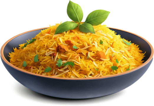 Vegetarian Biryani Spices aromatic herbs saffron golden hue, Isolated on Transparent Background PNG Format, AI Generated, Clip Art Cutout Graphics Element Removed