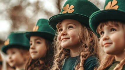 Joyful caucasian girls celebrating st. patrick's day with shamrock hats