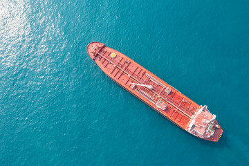 Aerial View of an Oil and Chemical Tanker Vessel on Blue Ocean