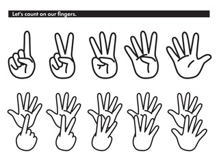 指を使って数字の1から10を表すイラスト