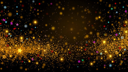 Obraz premium Colorful glitter swirl on black, symbolizing celebration, creativity, or cosmic themes. Generative AI