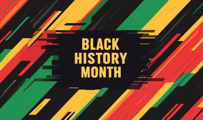 Black history month banner features vibrant colors and dynamic shapes, representing the rich culture, resilience, and contributions of african americans throughout history
