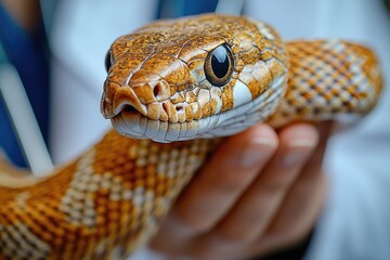 Fototapeta premium Close-up of a person holding a snake