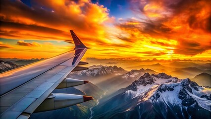 Sunset Airplane Wing Mountain View Travel Phone Wallpaper - Stunning Macro Photography