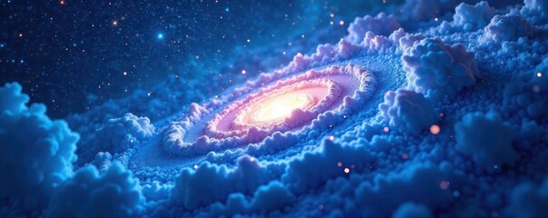 Fototapeta premium Abstract swirling blue nebula, cosmic texture, illustration, shade