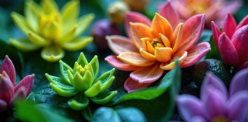 Fototapeta premium Close-up of diverse plant specimens under lab microscope, discovery, scientific method