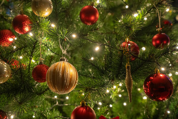 Golden and Red Christmas Ornaments