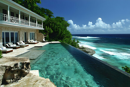 Luxury oceanfront villa with infinity pool overlooking the sea