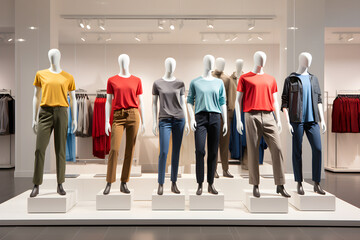H&M Mannequins Showcasing Diverse and Trendy Clothing Line in Retail Store