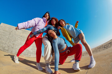 Group of diverse friends having fun together