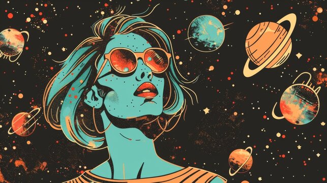 Psychedelic 70s inspired illustration featuring whimsical elements and a groovy slogan perfect for graphic tees stickers or posters 2D cartoon style